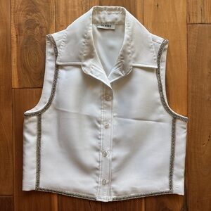 Sandro Cream Collared Sleeveless Button-Front Top